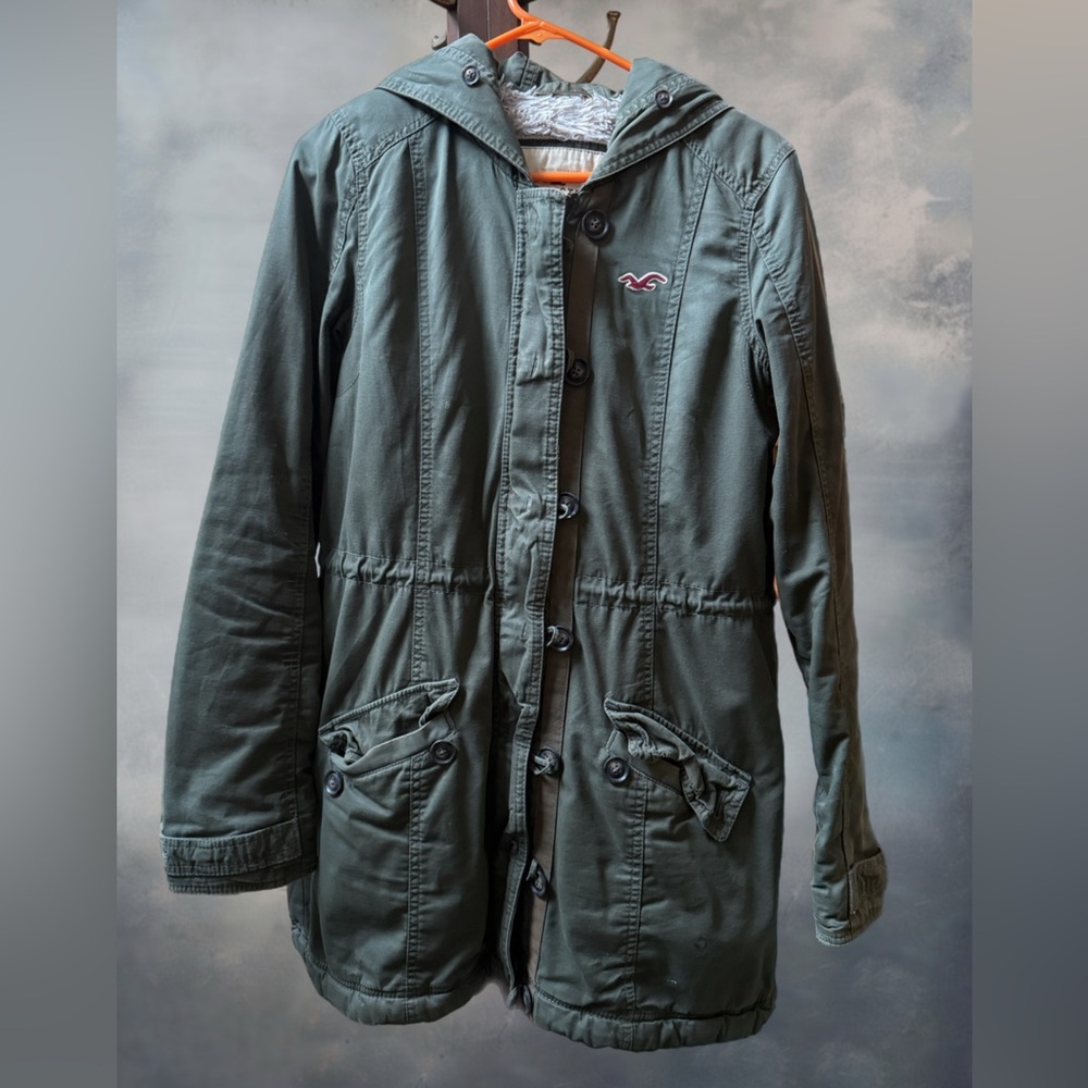 Hollister Olive Green Fleece-Lined Jacket